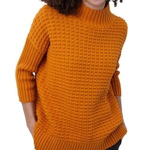 French Connection Mozart Popcorn High Neck Sweater in Burnt Orange
